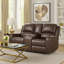 Causeuse inclinable manuelle avec console centrale Seba, similicuir brun