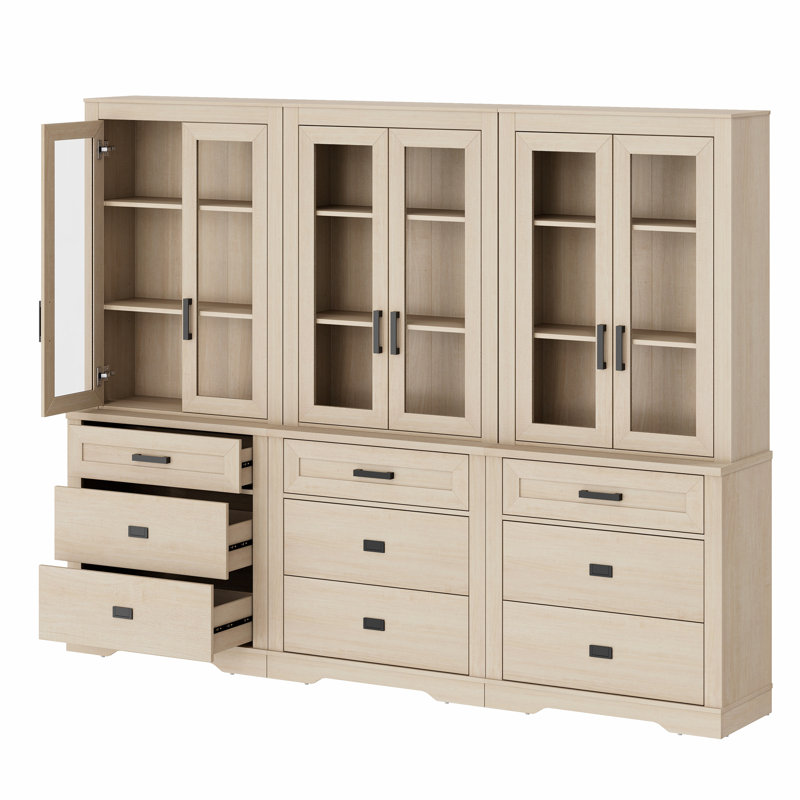Bibliothèque à 3 colonnes et 3 niveaux Laziza, Beige