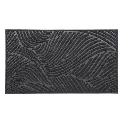 Heavy-Duty Dirt-Trapping Rubber Doormat with Raised Wave Pattern
