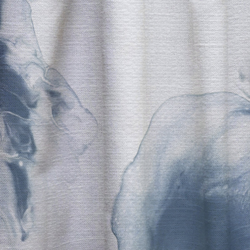 Art à l'encre liquide dans les tons de bleu foncé I - Rideau abstrait - Velours obscurcissant - 1 panneau