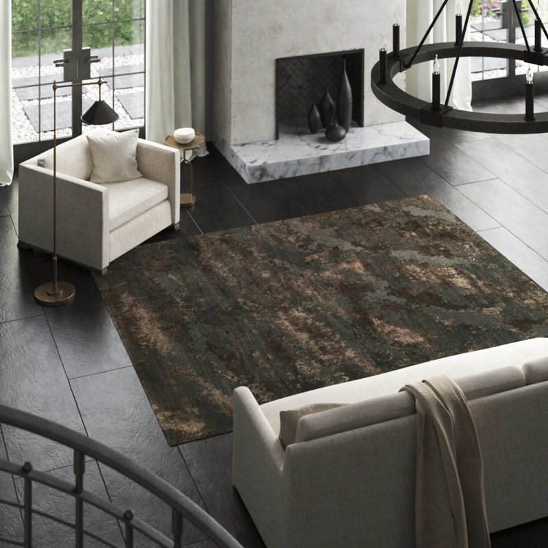Butterfly Abstract Area Rug in Brown, Rectangle 2' x 3'