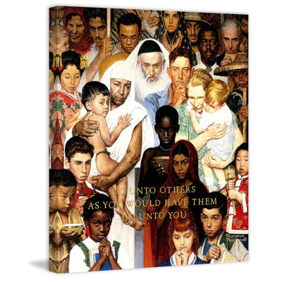 « golden rule » par norman rockwell, impression sur toile tendue