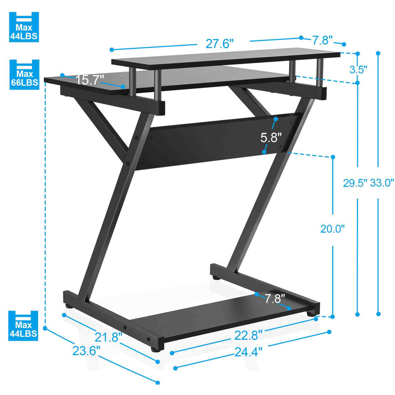 Metal Base Writing Desk, Black