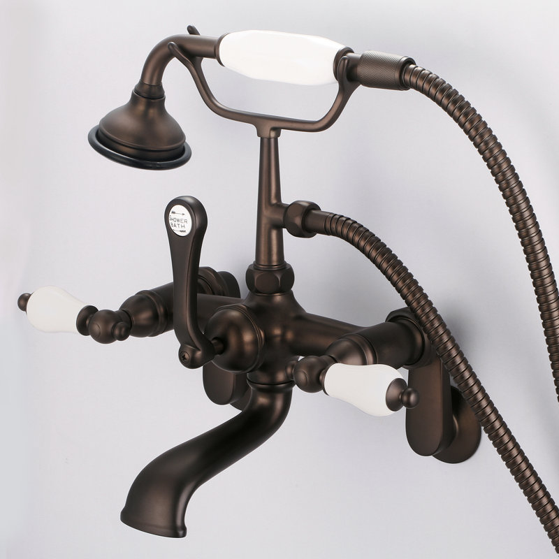 Stonington 3 Handle Clawfoot Tub Faucet, Porcelain Lever Handles, Oil Rubbed Bronze
