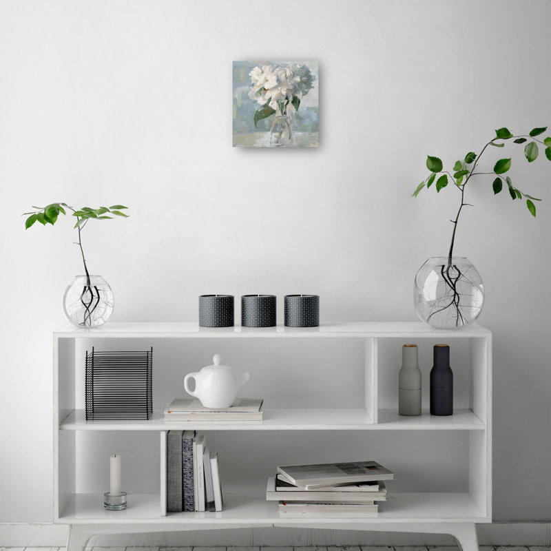 Large White Floral Canvas Art Print in Soft Pastel Colors