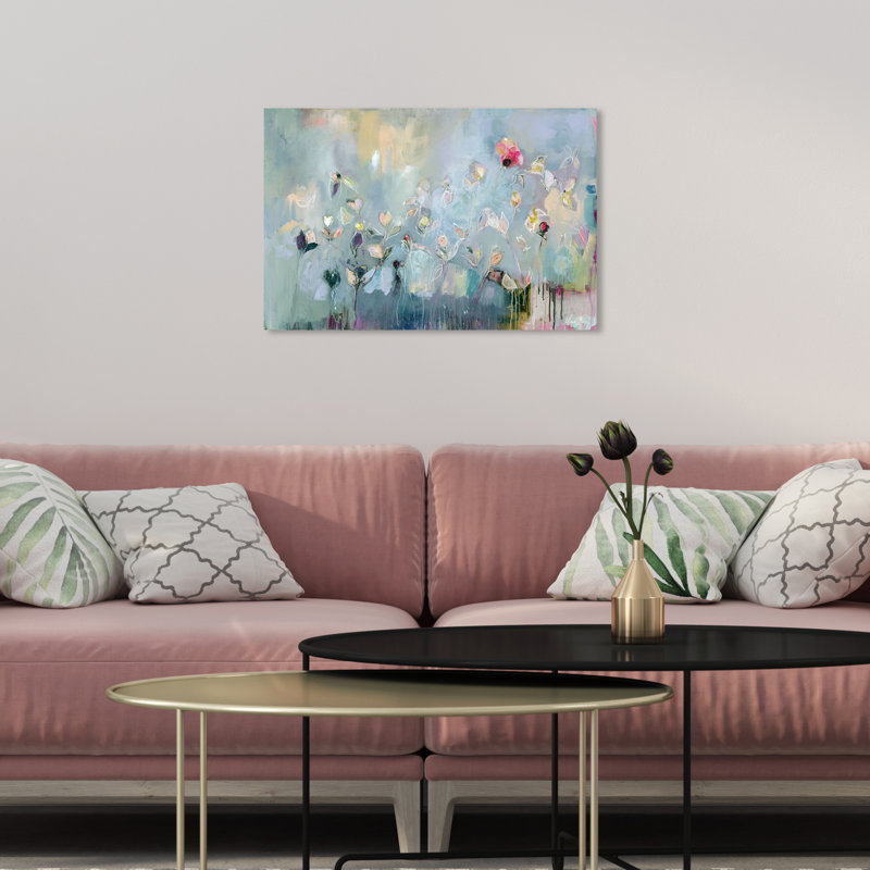 Michaela Nessim - Infiniment Divine, jardin de fleurs, beauté, rose moderne par Oliver Gal, H 10 po x l 15 po, Toile tendue