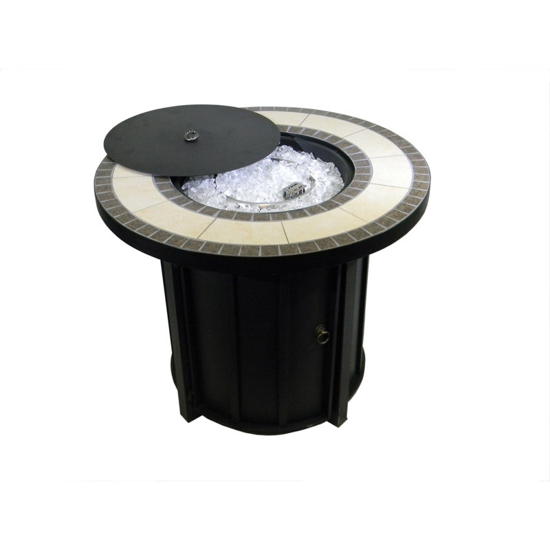 Jemale Round Steel Propane Smokeless Fire Pit Table with Hidden Fuel Tank