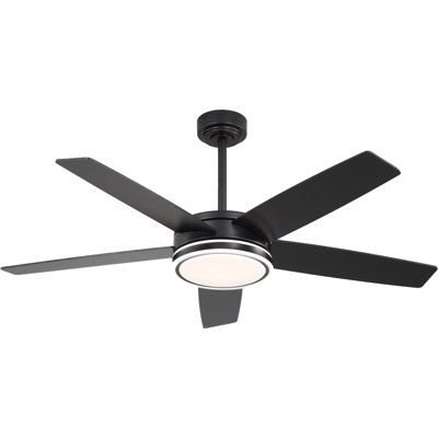 Wrought Studio™ 52" Modern Ceiling Fan with Light and Remote, 6 Speed Reversible DC Motor Ceiling Fan