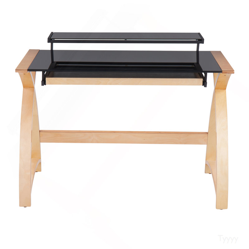Bureau en bois naturel et verre noir Bentley