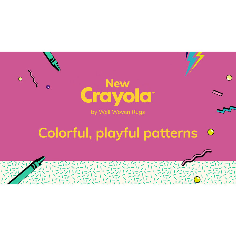 Crayola Polka Dot Blue Synthetic 5' x 7' Area Rug