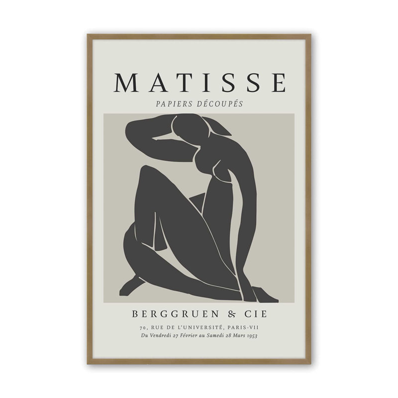 Matisse's Nude II en noir roulé, Reproduction encadrée sans passe-partout, H 21,25 po x l 17,25 po x P 1,25 po, Or brossé