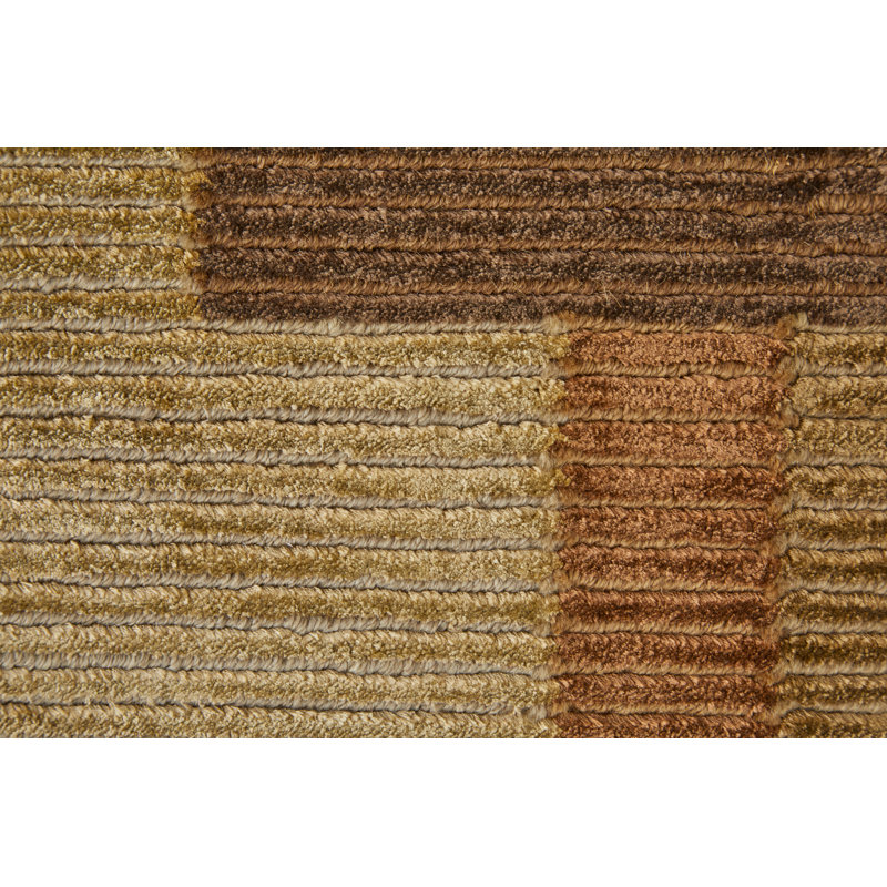 Keystone Hand Knot Color Block Rug, Brown/Rust, 2Ft X 3Ft Accent Rug, Rectangle 5'6" x 8'6"