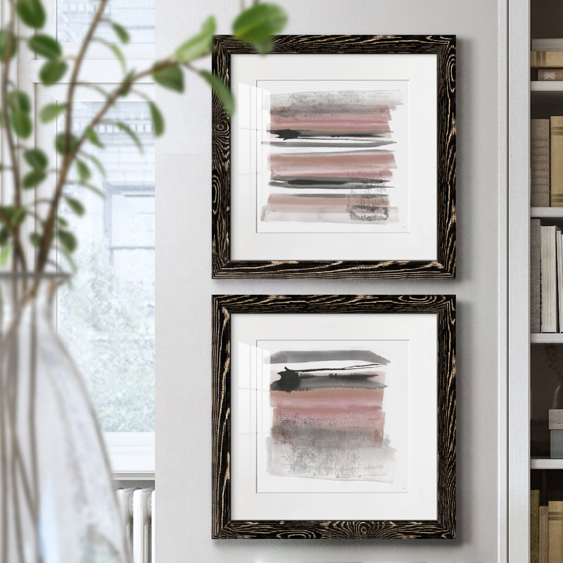 Sundown Turnwood I - ensemble de 2 peintures encadrées, H 17 po x l 34 po x P 1,5 po, Cadre noir