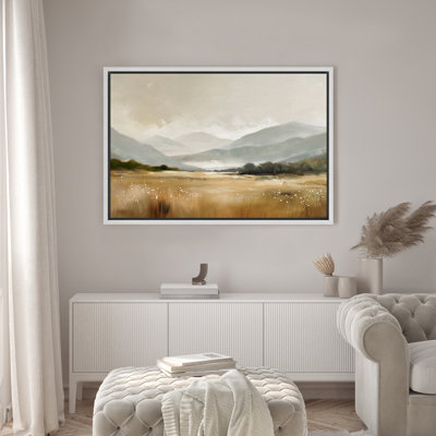 Abstract Yellow Field Landscape Artwork Framed Bedroom Wall Decorations Canvas Print