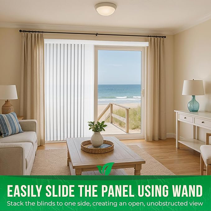  White Light-Filtering Viny Vertical Blinds,78" Width x 84" Height