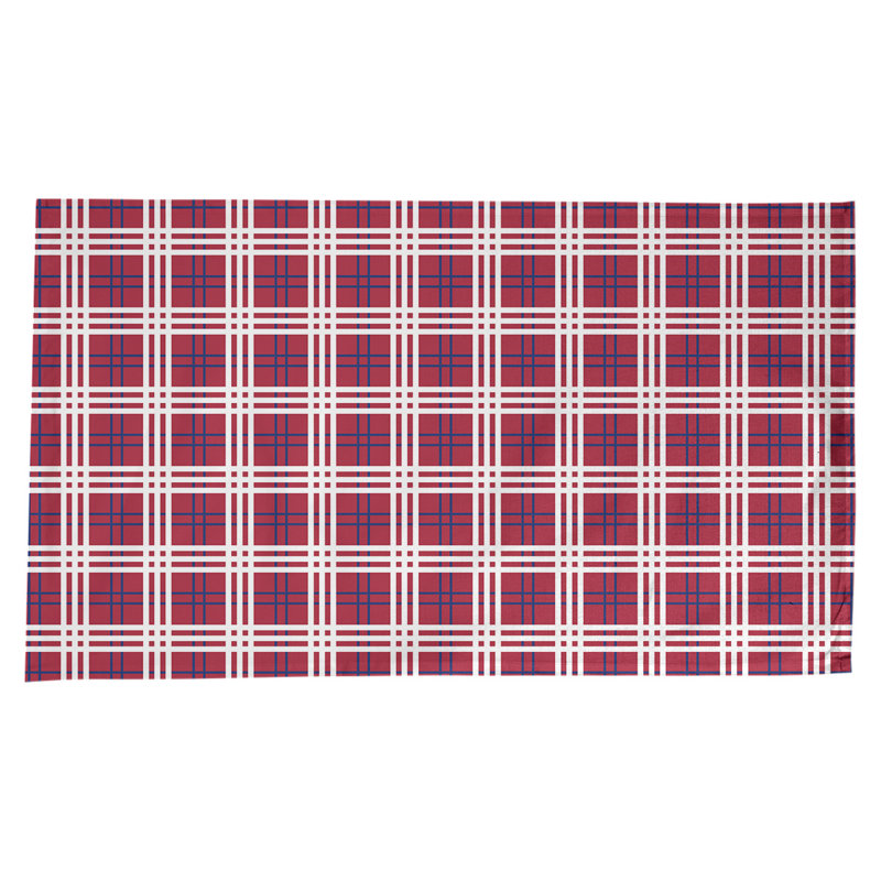 Nappe en mélange de coton à carreaux, Rouge / bleu foncé / blanc