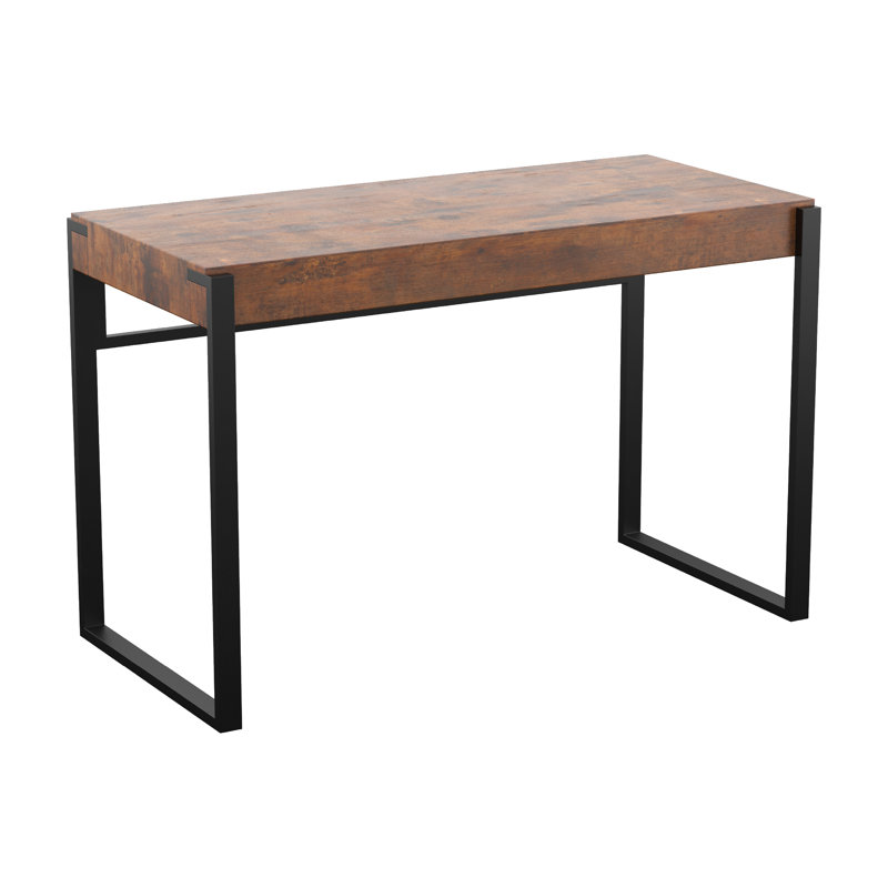 Celestial Metal Base Writing Desk, Dark Wood