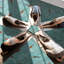 Teal Blue 3D Funky Effect Anti Slip Vinyl Flooring For LivingRoom, Kitchen, 2.5mm Thick Vinyl Sheet -126185611