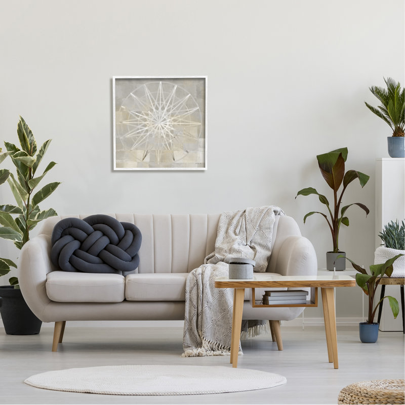 White Framed Industrial Wood Grain Square Wall Art