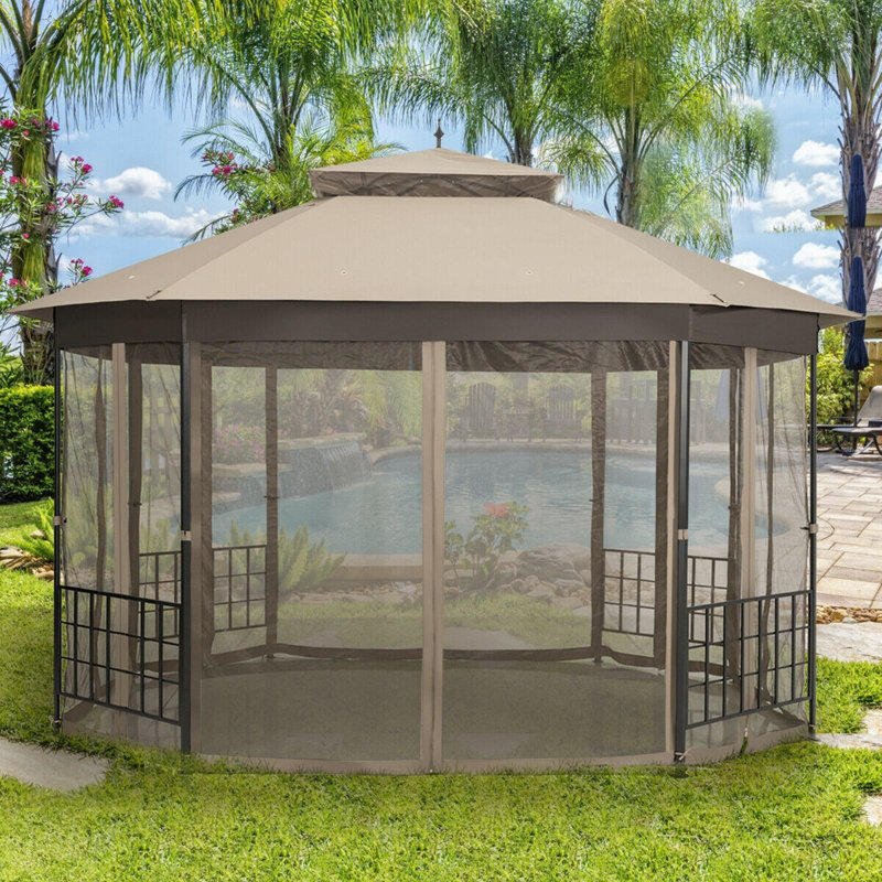 10’X 12’ Octagonal Patio Gazebo-Brown