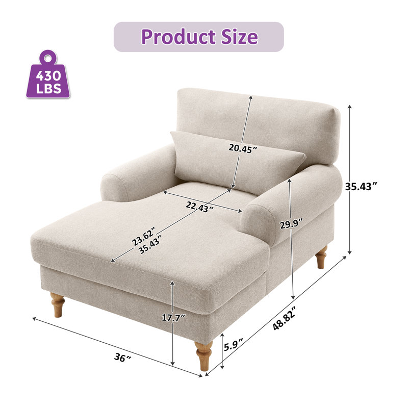 Chaise longue rembourrée avec dossier réglable Jazier, Fumée blanche