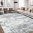 Sarah Modern Abstract Machine Washable Grey Area Rug with Non-Slip Backing-89855606