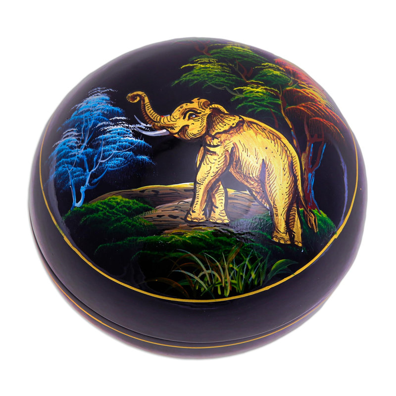 Boîte en bois laqué éléphant Americus