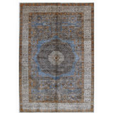 Hand Knotted Wool Area Rug in Silver And White