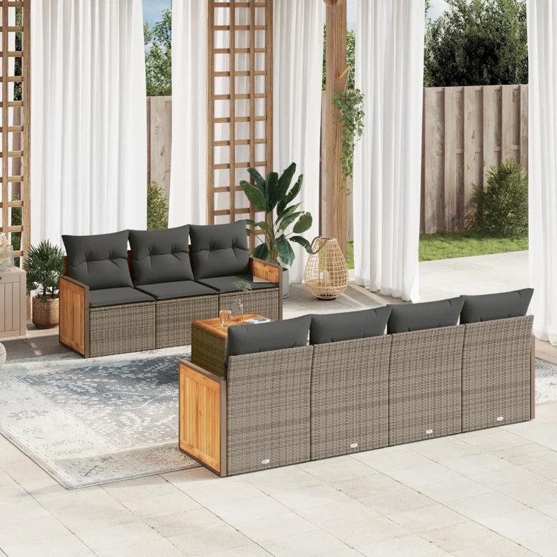 Vidaxl Garden Sofa Set, Gray Cushion/Gray Frame