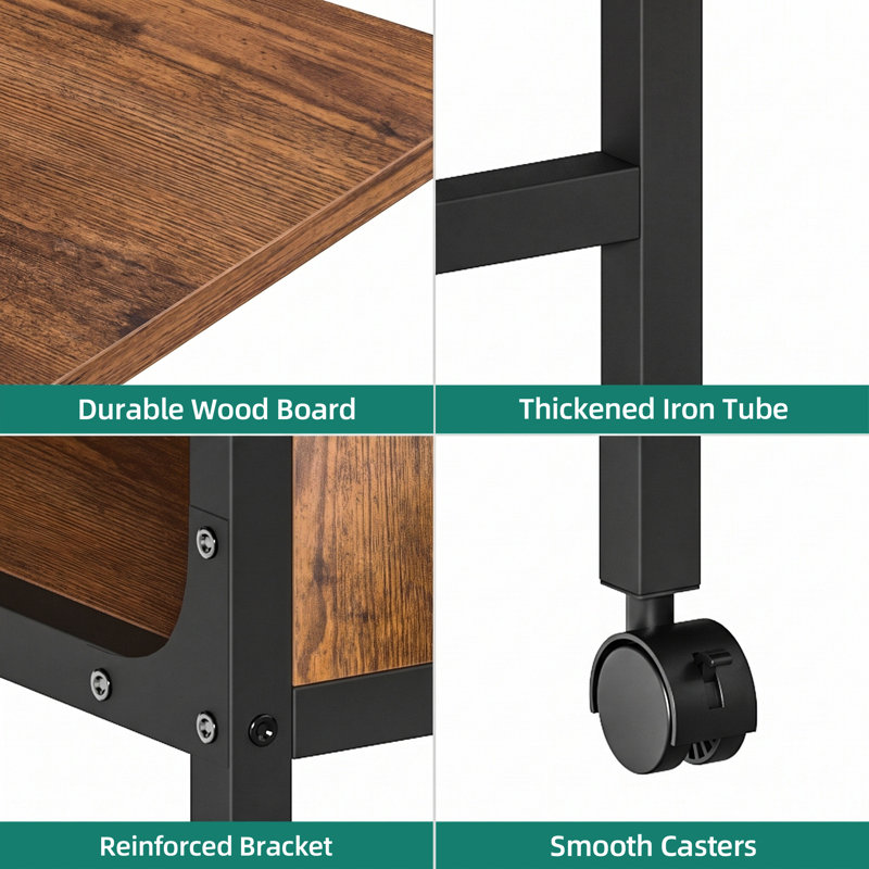 Dining Table with Iron Base, Brown