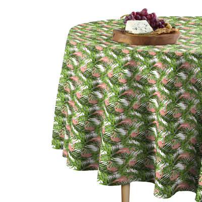 Derlyum Flamingo in Leaves Round Tablecloth