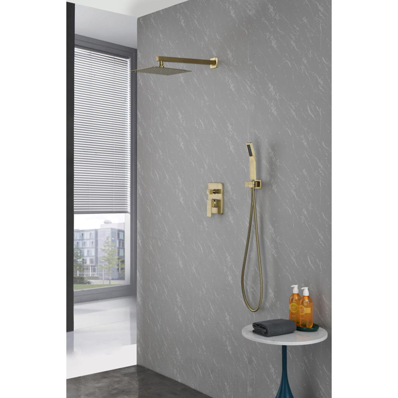 10 Inch Shower Head Bathroom Luxury Rain Mixer Shower Complete Combo Set Wall Mounted, Brushed Nickel