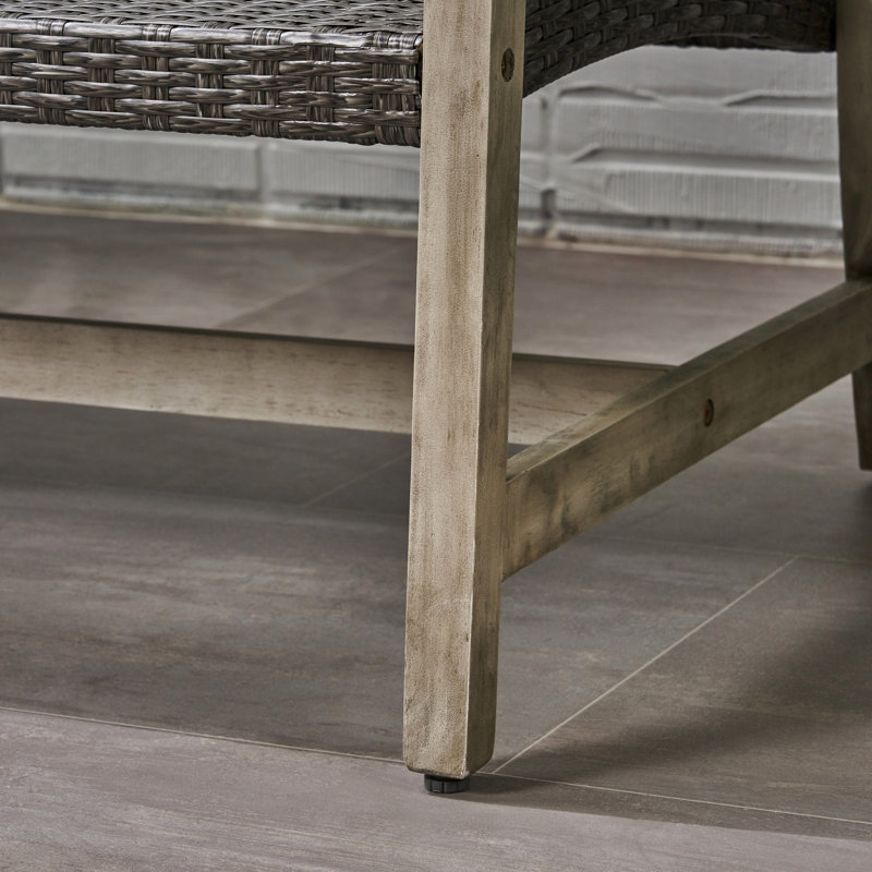 Grey Metal & Wood For Patio, Long-Lasting Seat, Frame With Iron Details Patio Seating, Robust Structure And Accents,, Gray