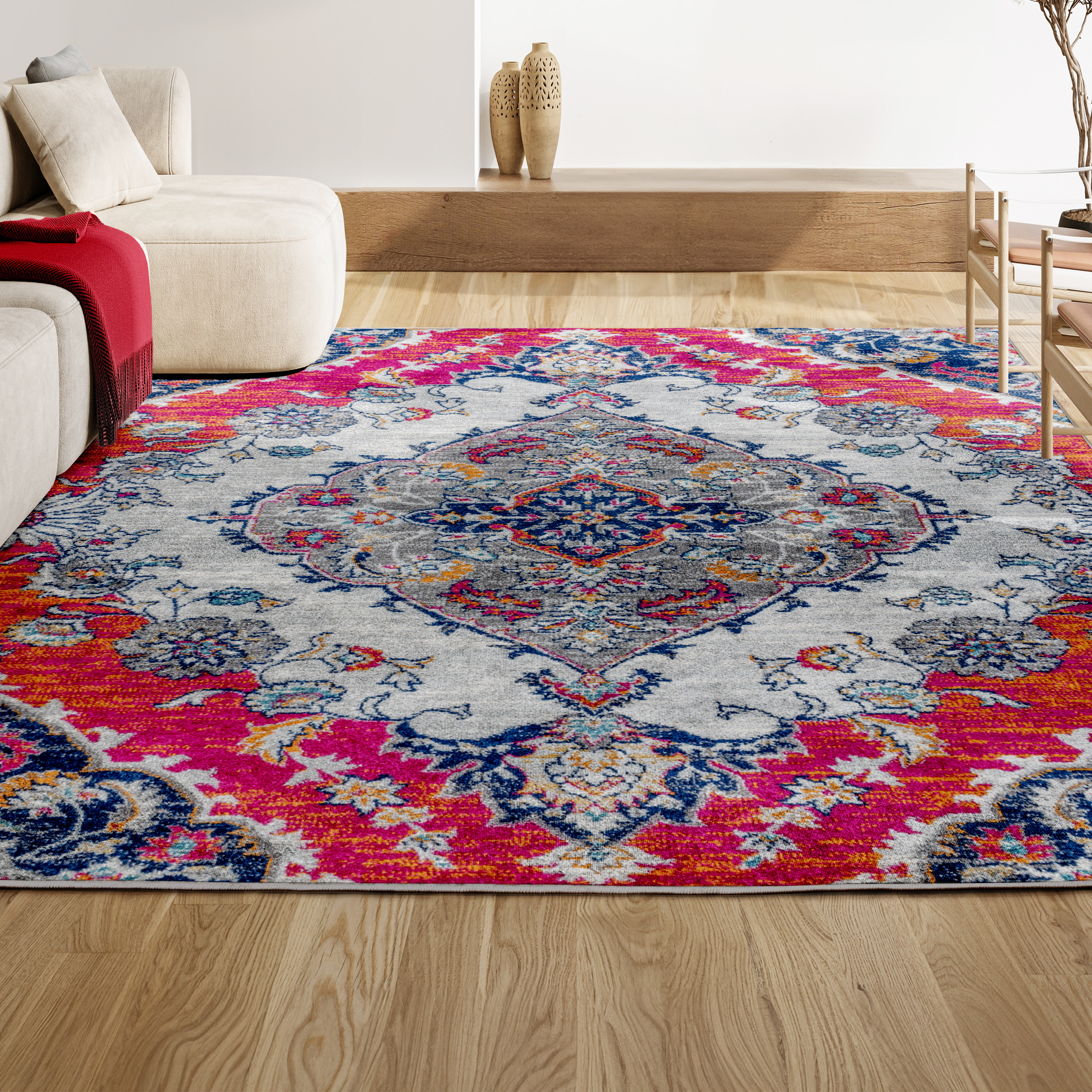 Bungalow Rose Lathan Bohemian FLAIR Boho Vintage Medallion Multi Rug ...