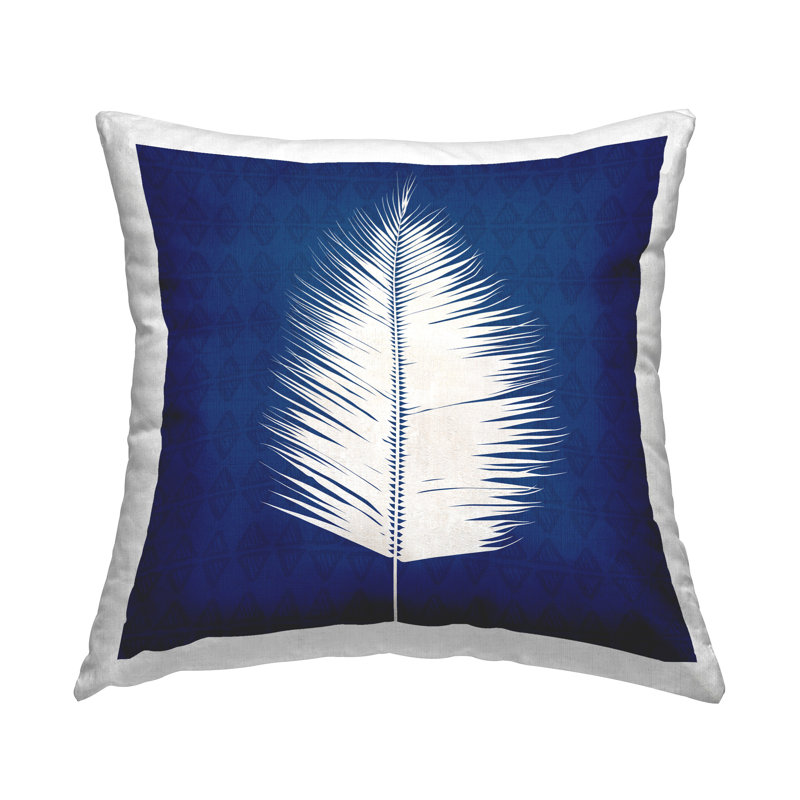 Conception de coussin décoratif abstrait à motif de feuilles abstraites bleu audacieux par Susan Jill
