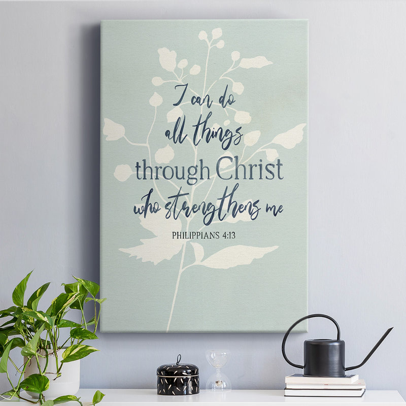 «I Can Do All Things», art textuel sur toile tendue, H 60 po x l 40 po x P 1 po