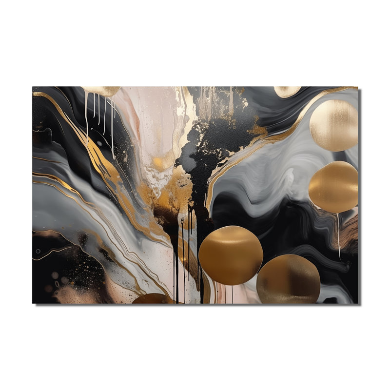 Marbre gris et doré captivant - impressions sur toile de marbre abstraites