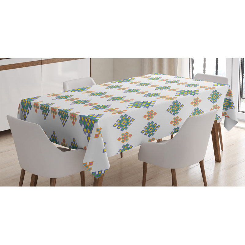 Ambesonne Celtic Tablecloth, Pastel Colored Unique Geometric Hexagon Celtic Motifs On White Background Irish Art, Rectangular Table Cover For Dining Room Kitchen Decor, 52" X 70", Multicolor