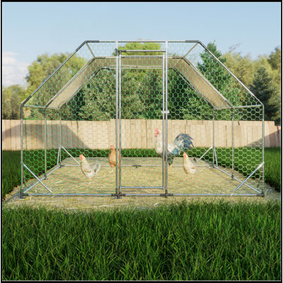10 Ft. X 13 Ft. Galvanized Large Metal Walk In Chicken Coop Cage Farm Poultry Run Hutch Hen House