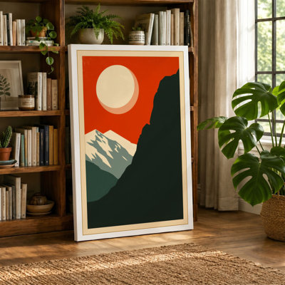 Mountains at Sunrise Minimalist - Wrapped Canvas