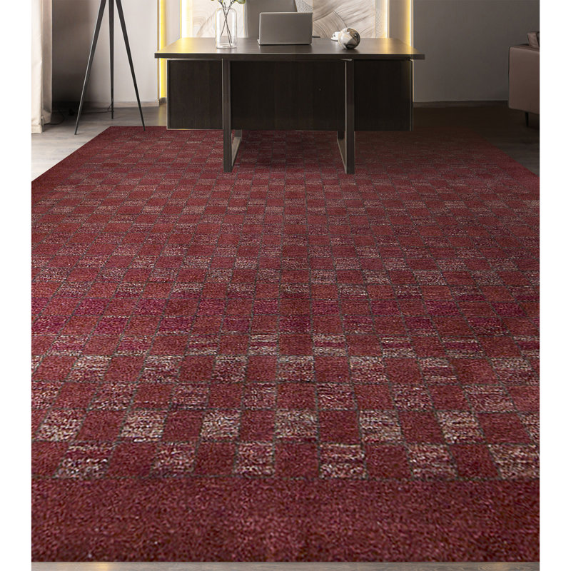 Hand-Knotted High-Quality Burgundy and Brown Area Rug