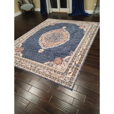 Oriental Area Rug in Stonewash Blue