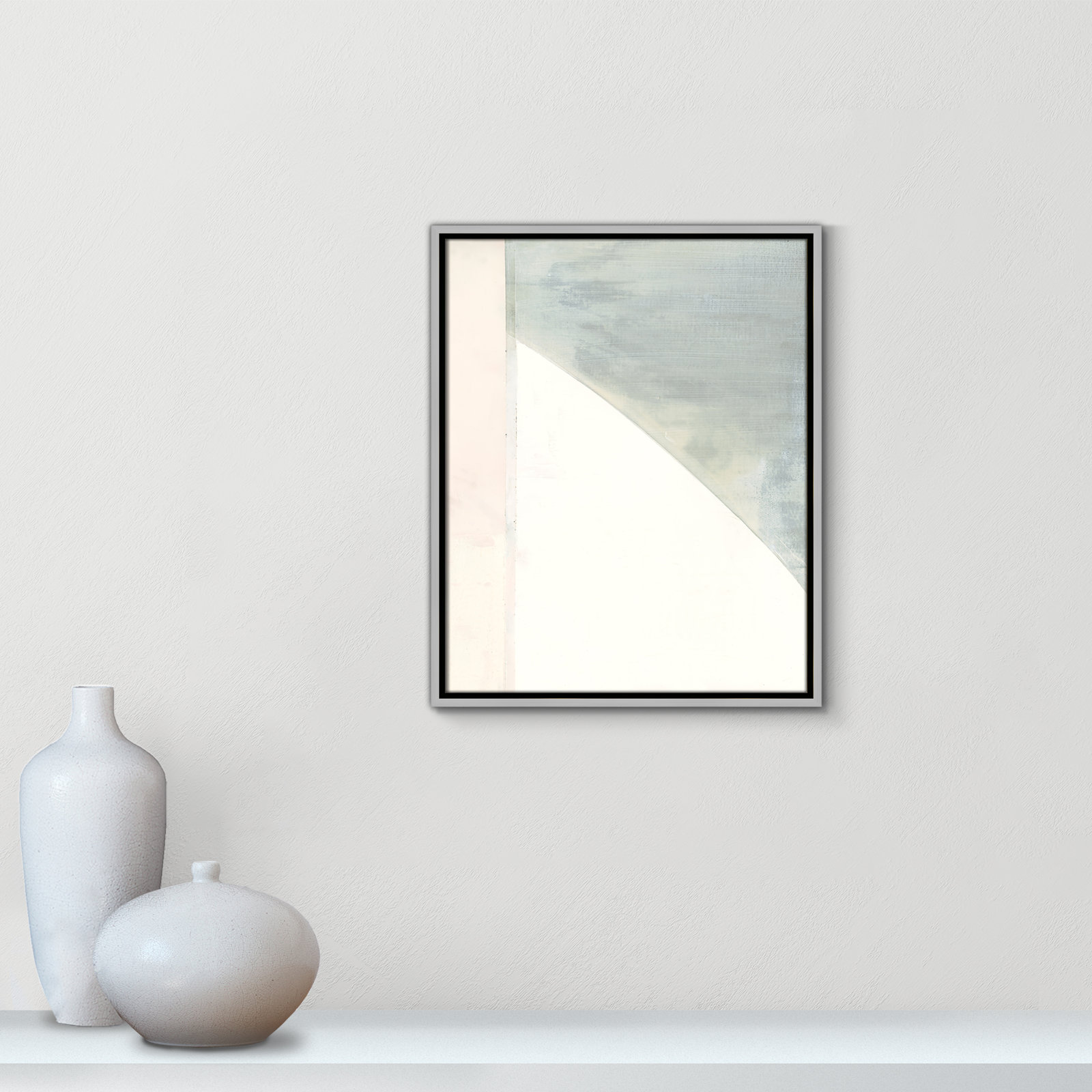 Alexandria "In Neutral I" Painting by Cartissi, 21.5" H x 17.5" W x 2" D, Silver Framed Canvas