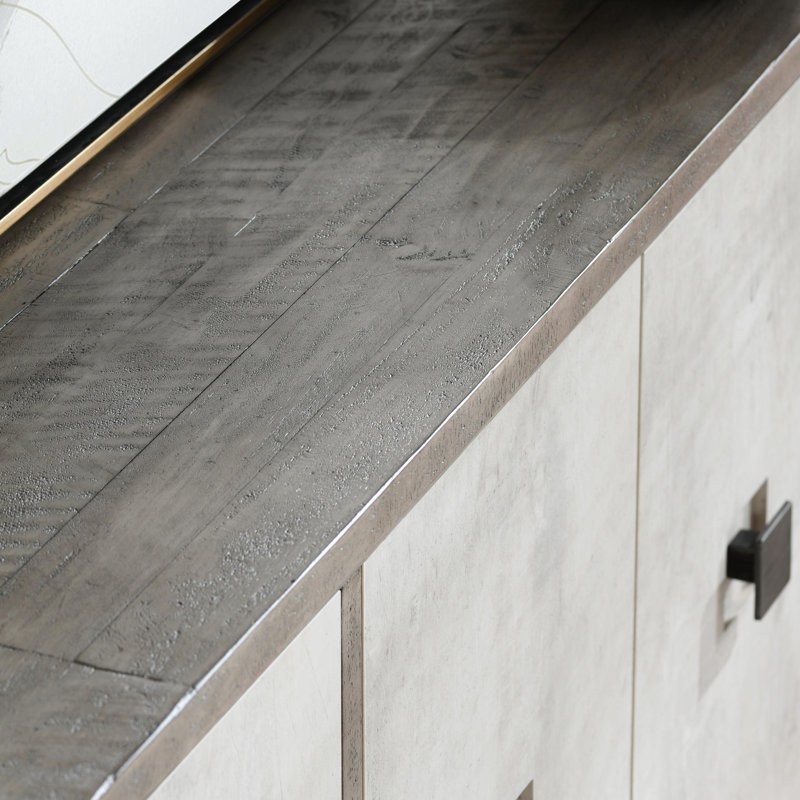 Denver 80" Transitional Distressed Gray Sideboard Buffet