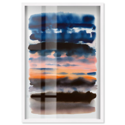 Décoration murale moderne Banded Spectrum I Shadowbox Print par Art Remedy, cadre blanc, 37 x 55