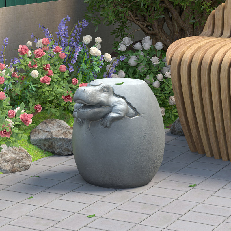 Table d'appoint Dinosaur Sculpture Stone, gris
