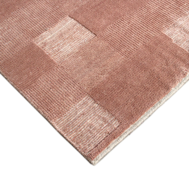 Pink Contemporary Wool Rug, Rectangle 8' x 12'