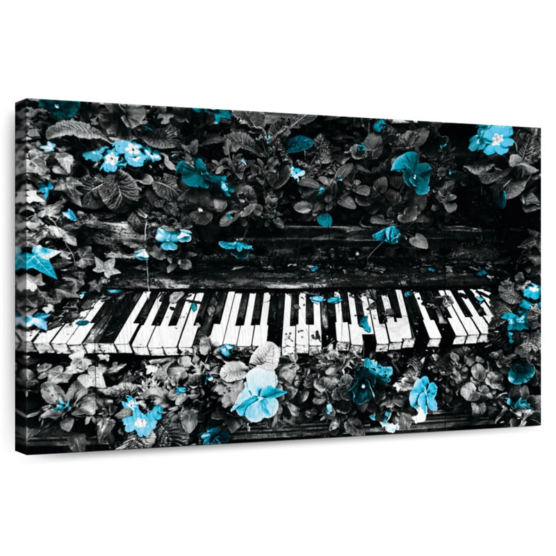 Fleurs sur une touche de piano, H 8 po x l 12 po