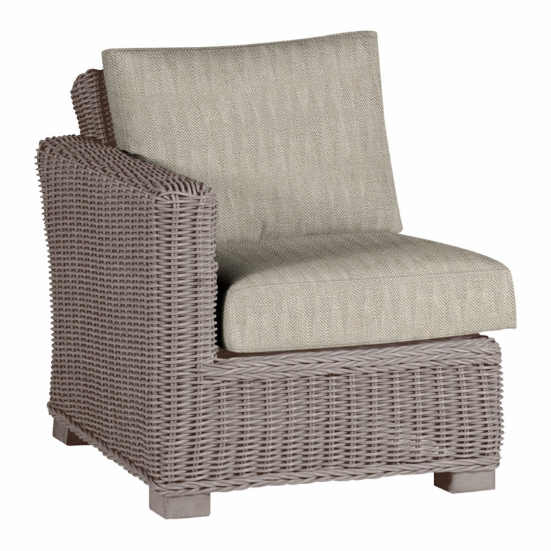 Canapé modulaire d'extérieur en résine tressée rustique N-Dura, Pas de soudure, Huître, Sable à chevrons