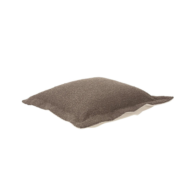 Scroll Puff Ottoman Cover & Cushion- Barbet Royal, Chocolate/Natural